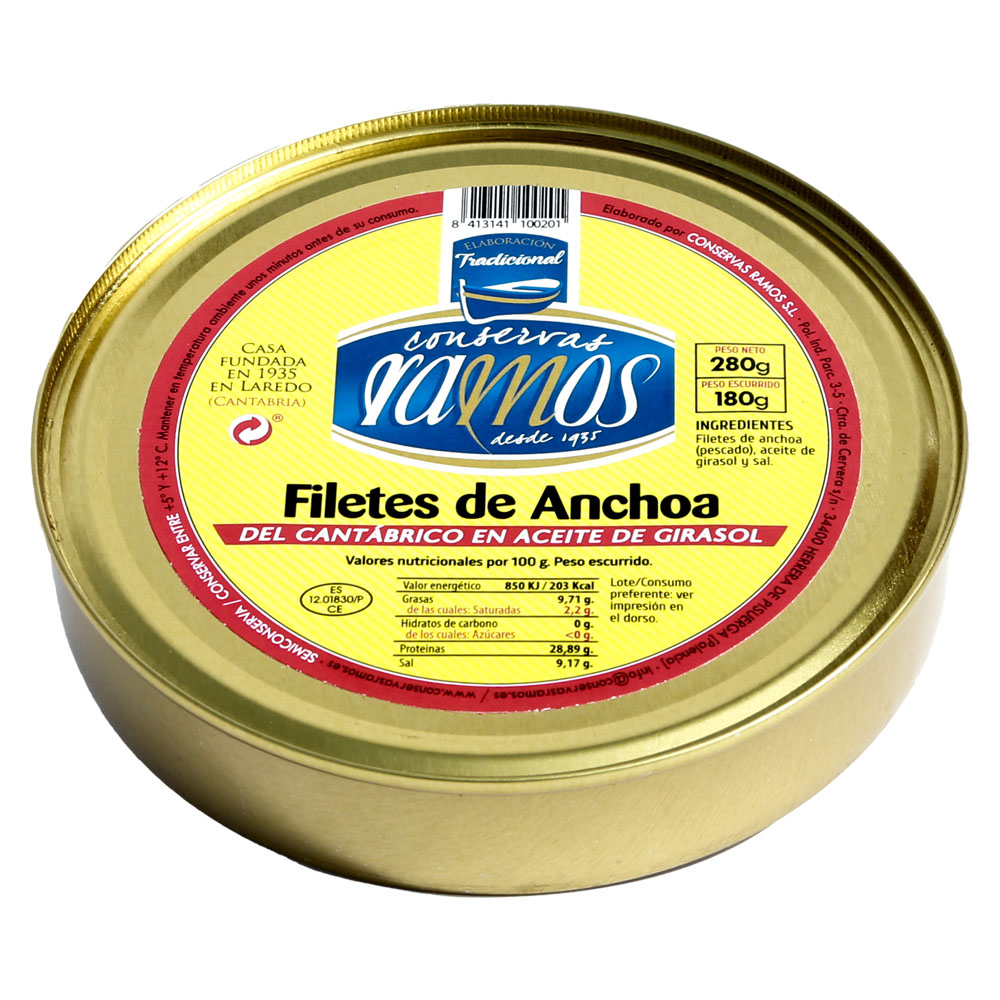 Anchoas del cantabrico en aceite de gorasol - lata de 280 gramos