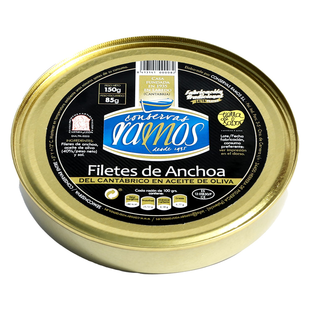 Anchoas del cantabrico en aceite de oliva - lata de150 gramos